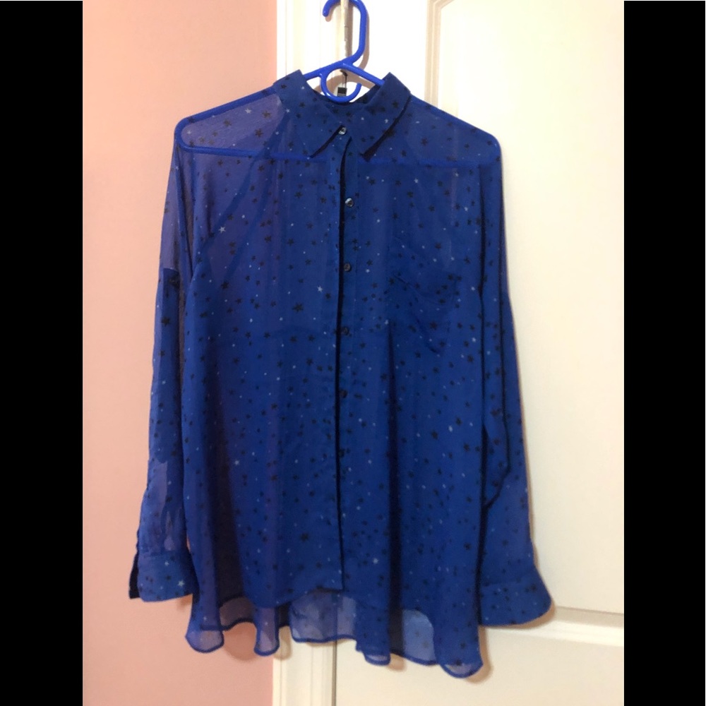 Express Sheer Button Up Top